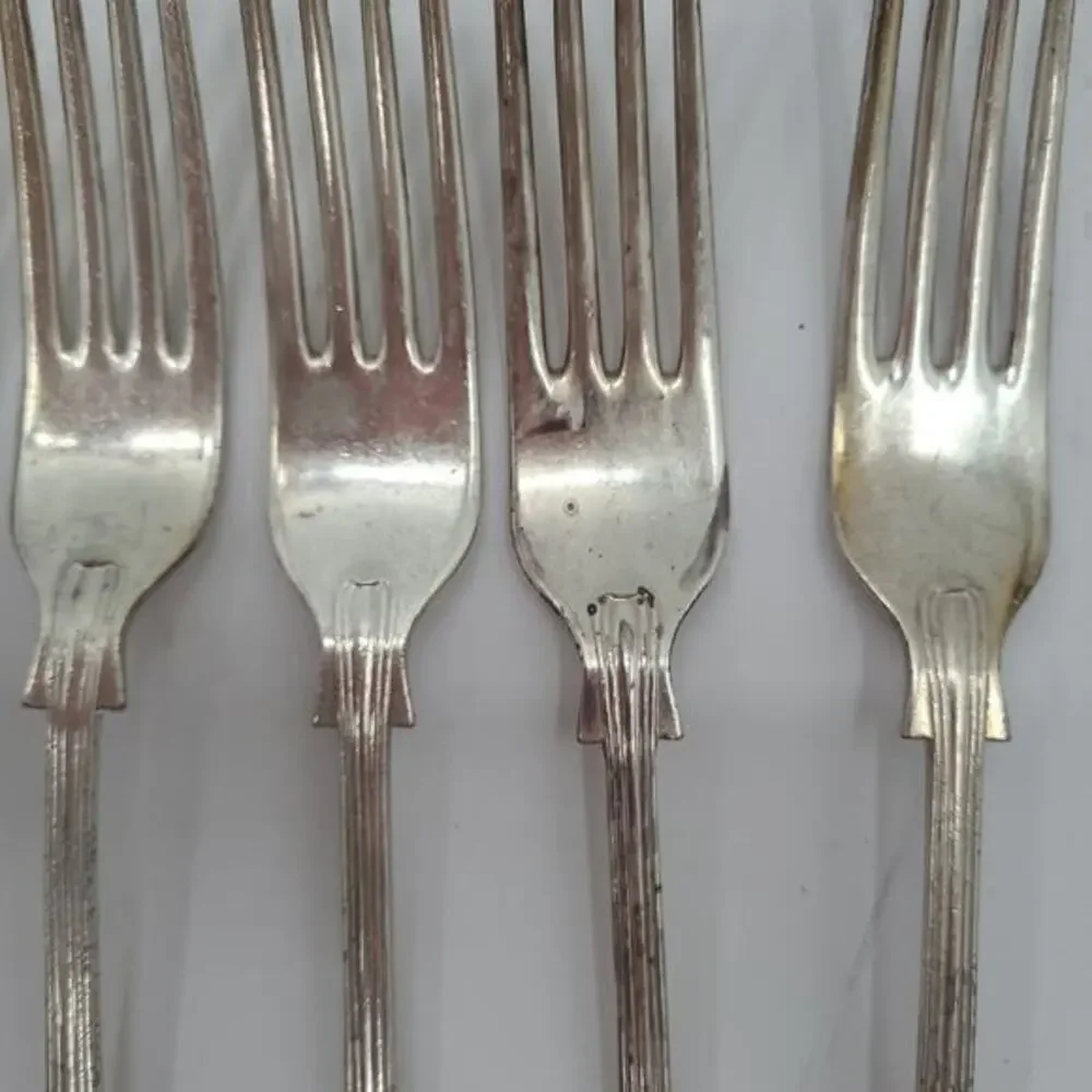 Sheffield England Antique Silver Plate Fiddle Thread and Shell set 6 Dinner Fork
